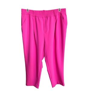 On 34th Vibrant Pink Elastic Waist Slacks Pants Women’s Size 1X Ankle High Waist